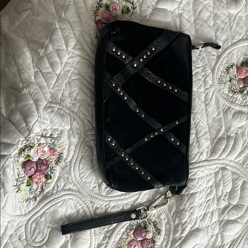 Chic Black Studded Clutch